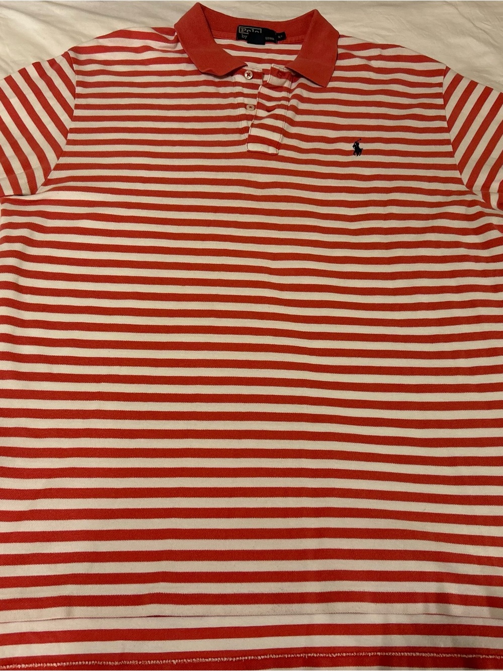 Polo Ralph Lauren Men’s XL Red White Striped golf Shirt Short Sleeve 100% Cotton